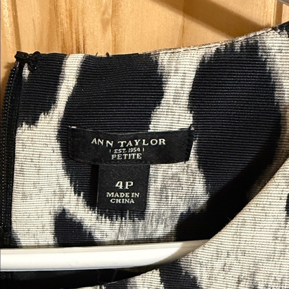 Ann Taylor Black and Cream Animal Print Mini Dress - Picture 2 of 6